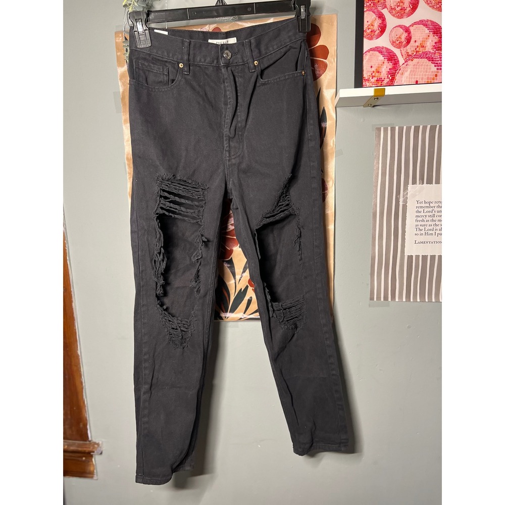 PacSun Ultra High Rise Slim Distressed Jeans Washed Black 26 Knee Blowout Edgy